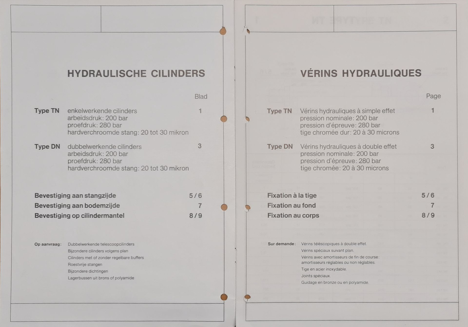 Hydraulic cylinders 200 bar