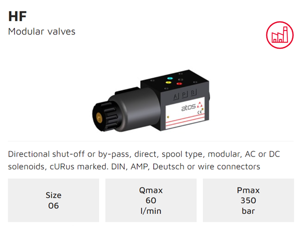 ATOS HF modular valves