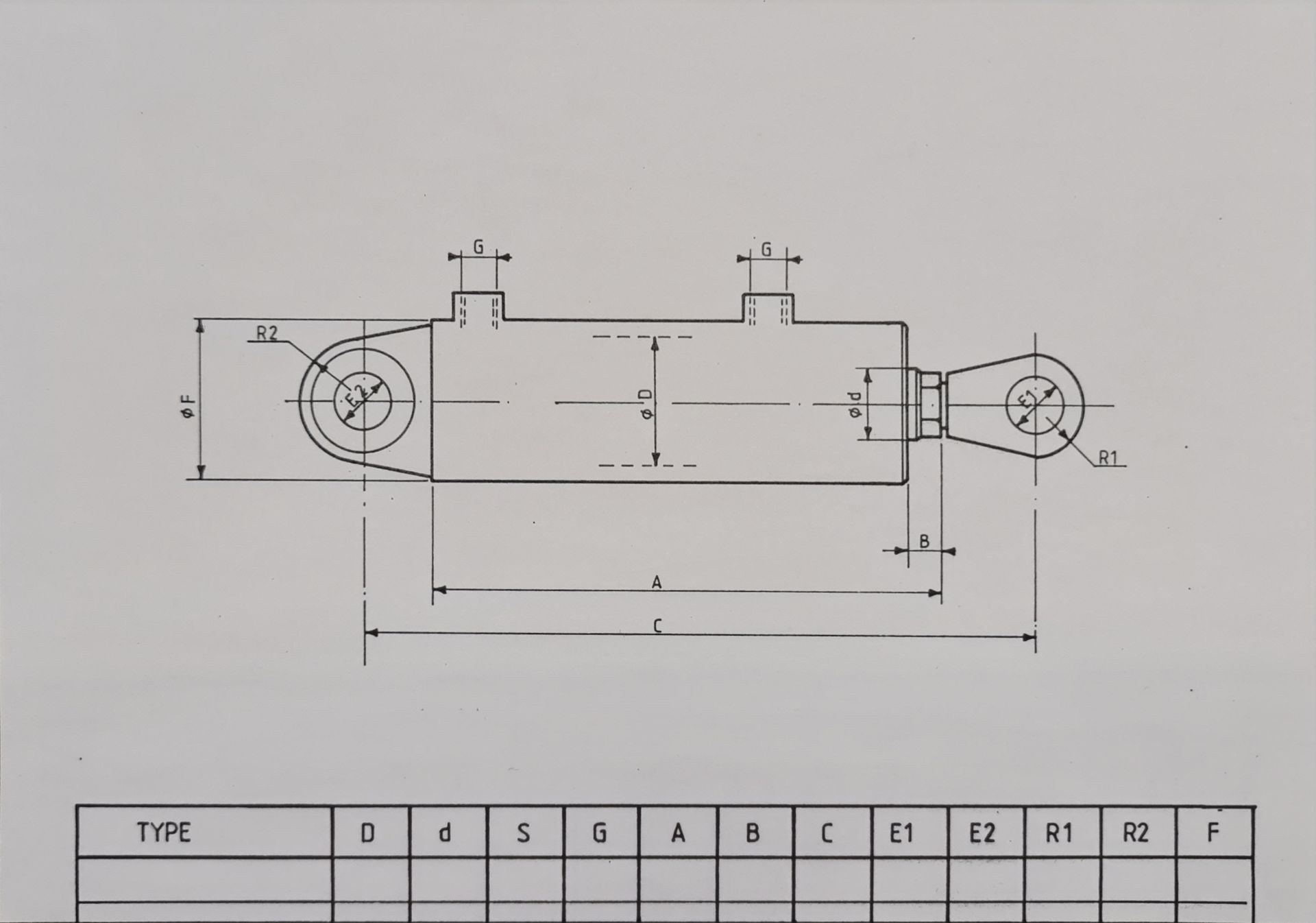 Hydraulic cylinders dimensions