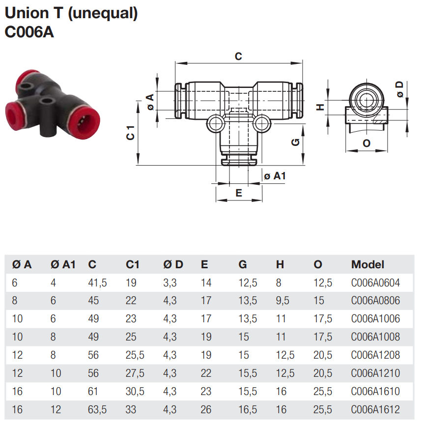 Pneumatic T Fittings