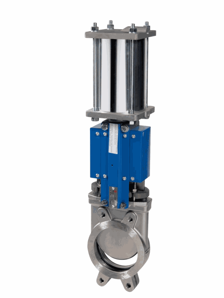 Pneumatic knife gate valves